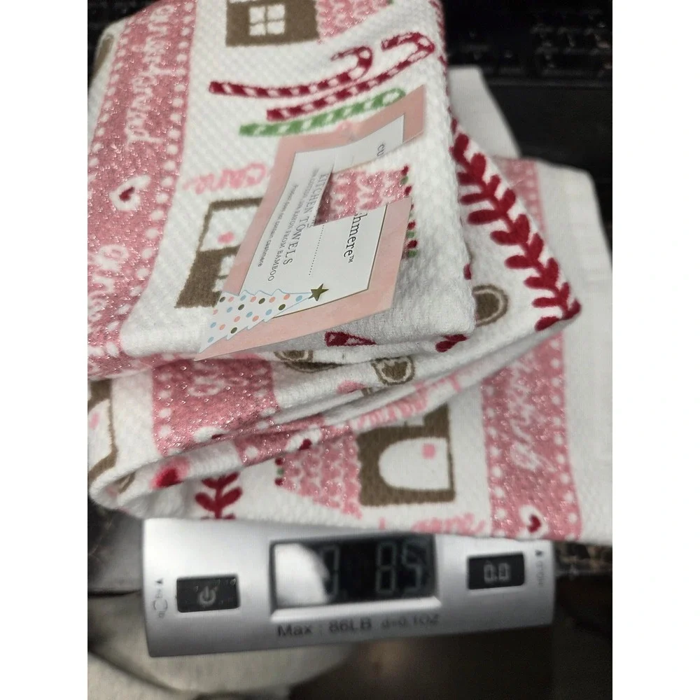 Cupcakes and Cashmere Pink Gingerbread Christmas Kitchen Towels Set of 2
